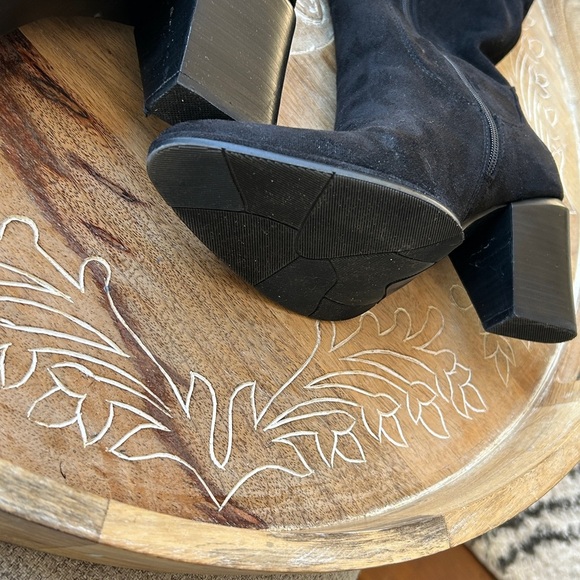 Black Suede Embellished Knee-High Boots size 10 New with Box - Picture 4 of 16